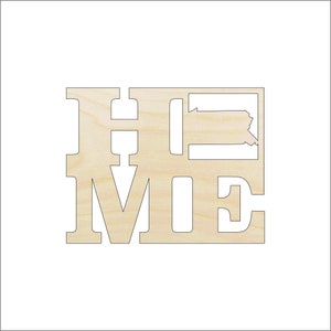 Pennsylvania State Home - Unfinished Wood Laser Cut Out Shape Craft Supply STAT28