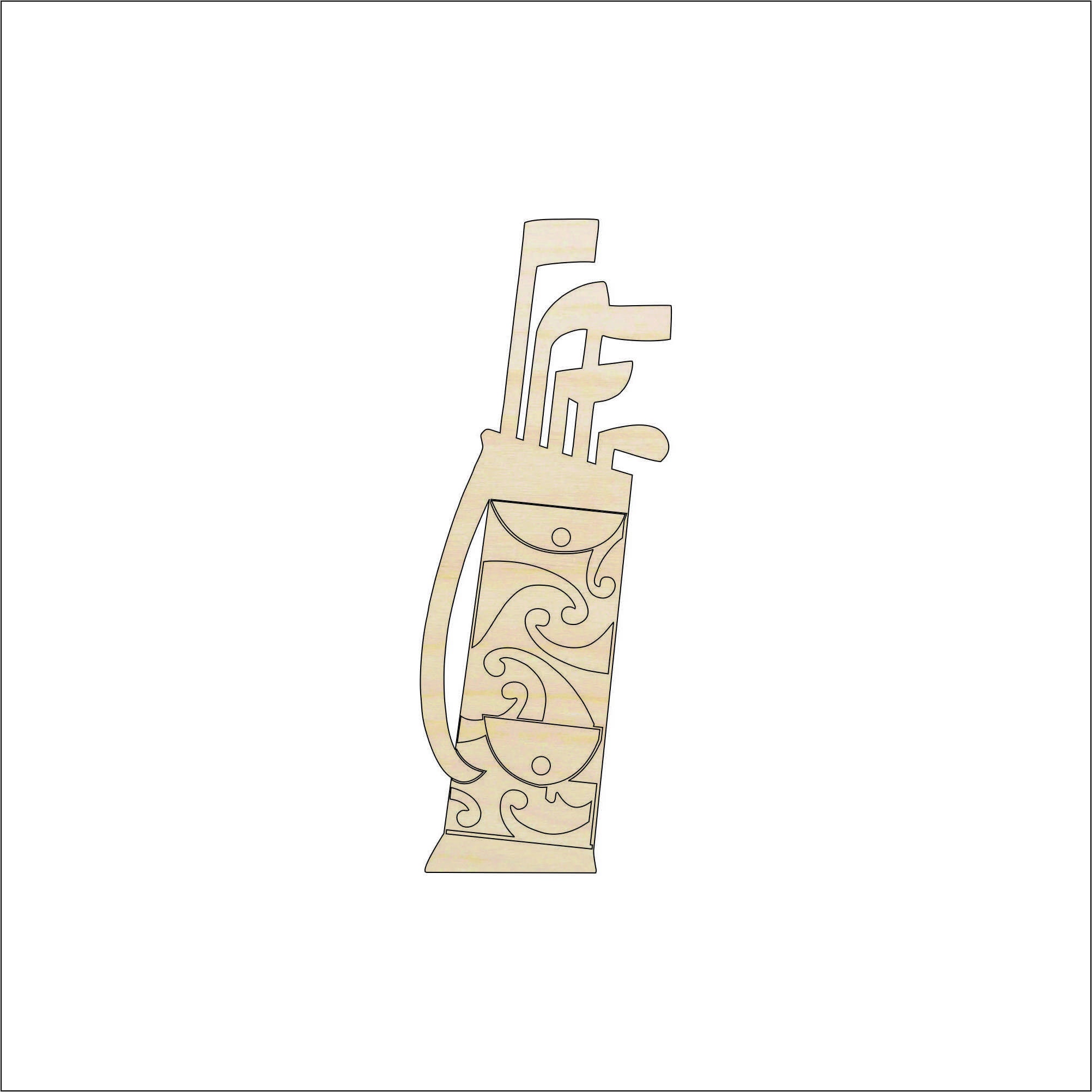 Sport Golf Bag - Laser Cut Out Unfinished Wood Craft Shape SPT66 Sport Golf Bag - Laser Cut Out Unfinished Wood Craft Shape SPT66