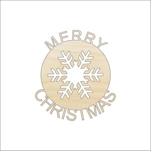 Frohe Weihnachten Schneeflocke Zeichen - Laser geschnittene unfertige Holzform Handwerk Versorgung XMS116