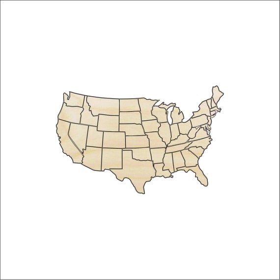 State United States of America - Laser Cut Out Unfinished Wood Craft Shape USA3 State United States of America - Laser Cut Out Unfinished Wood Craft Shape USA3