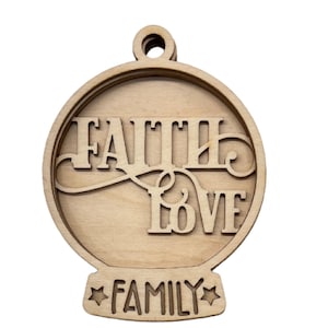 3D Ornament Faith Love 4 Pieces Laser Cut Out Unfinished ORN185 3D Ornament Faith Love 4 Pieces Laser Cut Out Unfinished ORN185