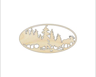 Scene Moose - Laser Cut Out Unfinished Wood Craft Shape MUS30 Scene Moose - Laser Cut Out Unfinished Wood Craft Shape MUS30