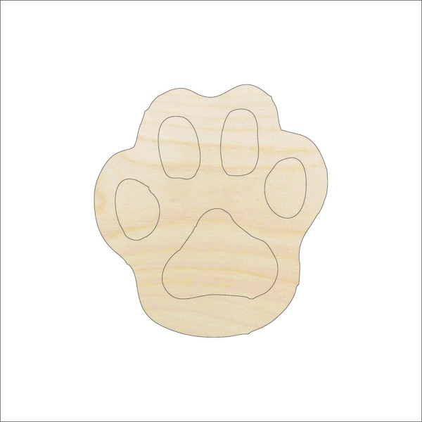 Animal Paw Print - Laser Cut Out Unfinished Wood Shape Craft Supply ANML51