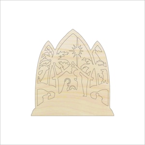 Scene Nativity - Laser Cut Out Unfinished Wood Shape Craft Supply XMS44