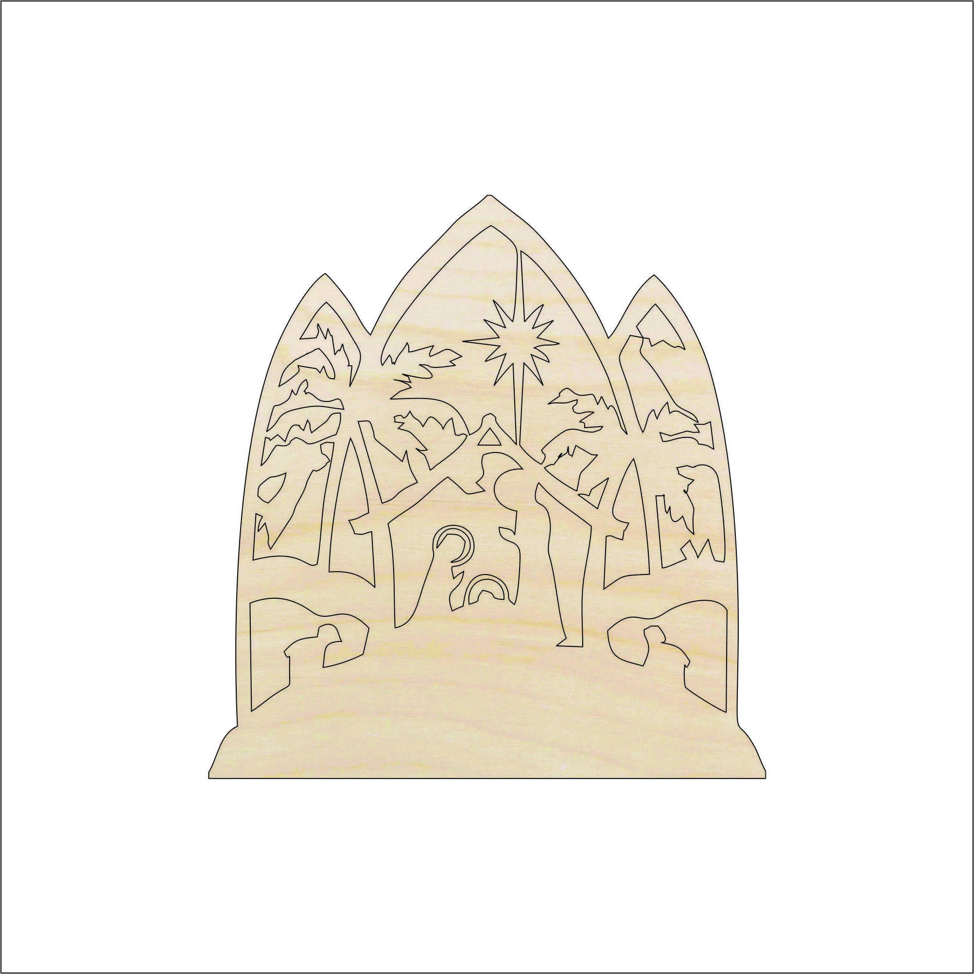 Scene Nativity - Laser Cut Out Unfinished Wood Craft Shape XMS44 Scene Nativity - Laser Cut Out Unfinished Wood Craft Shape XMS44