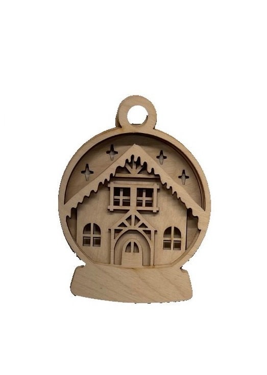 3D Ornament Gingerbread House 5 Pieces Laser Cut Out Unfinished ORN178 3D Ornament Gingerbread House 5 Pieces Laser Cut Out Unfinished ORN178