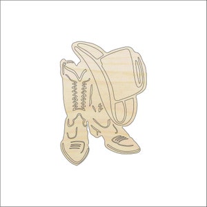 Cowboy Boot Hat - Laser Cut Out Unfinished Wood Craft Shape CLT74 Cowboy Boot Hat - Laser Cut Out Unfinished Wood Craft Shape CLT74