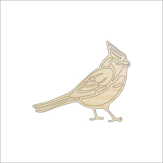 Bird Cardinal - Laser Cut Out Unfinished Wood Craft Shape BRD219 Bird Cardinal - Laser Cut Out Unfinished Wood Craft Shape BRD219