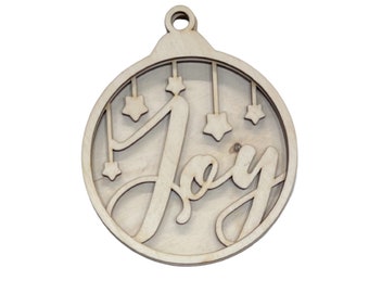 3D Ornament Joy 3 Pieces Laser Cut Out Unfinished ORN25 3D Ornament Joy 3 Pieces Laser Cut Out Unfinished ORN25
