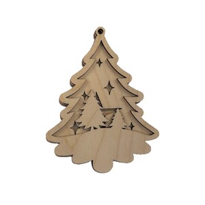 3D Ornament Tree 3 Pieces Laser Cut Out Unfinished ORN134 3D Ornament Tree 3 Pieces Laser Cut Out Unfinished ORN134