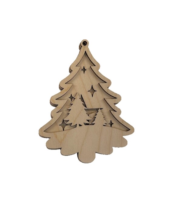 3D Ornament Tree 3 Pieces Laser Cut Out Unfinished ORN55 3D Ornament Tree 3 Pieces Laser Cut Out Unfinished ORN55