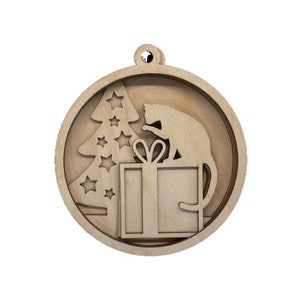 3D Ornament Cat 5 Pieces Laser Cut Out Unfinished ORN144 3D Ornament Cat 5 Pieces Laser Cut Out Unfinished ORN144