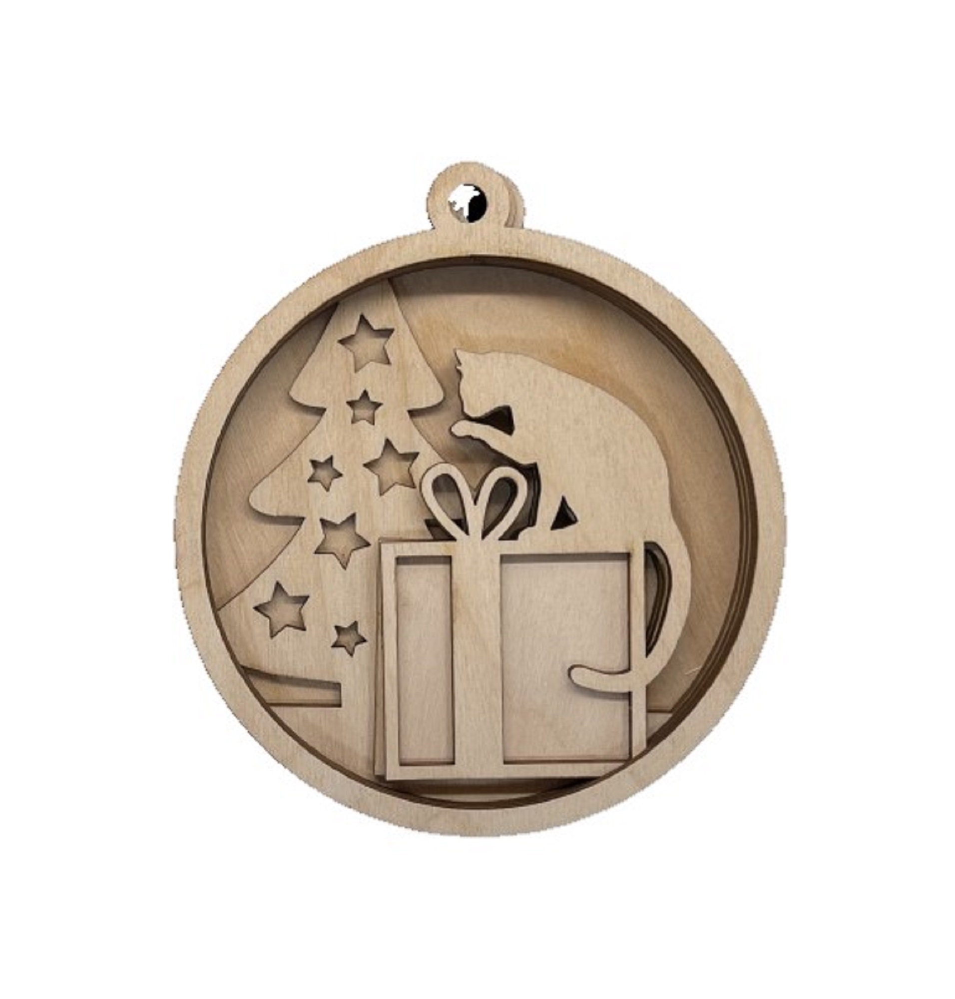 3D Ornament Cat 5 Pieces Laser Cut Out Unfinished ORN144 3D Ornament Cat 5 Pieces Laser Cut Out Unfinished ORN144