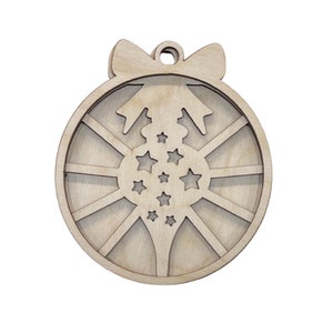 3D Ornament 3 Pieces Laser Cut Out Unfinished ORN58 3D Ornament 3 Pieces Laser Cut Out Unfinished ORN58