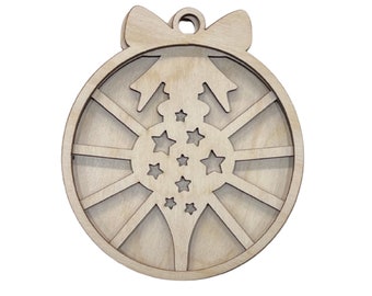 3D Ornament 3 Pieces Laser Cut Out Unfinished ORN58 3D Ornament 3 Pieces Laser Cut Out Unfinished ORN58