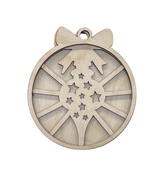 3D Ornament 3 Pieces Laser Cut Out Unfinished ORN58 3D Ornament 3 Pieces Laser Cut Out Unfinished ORN58