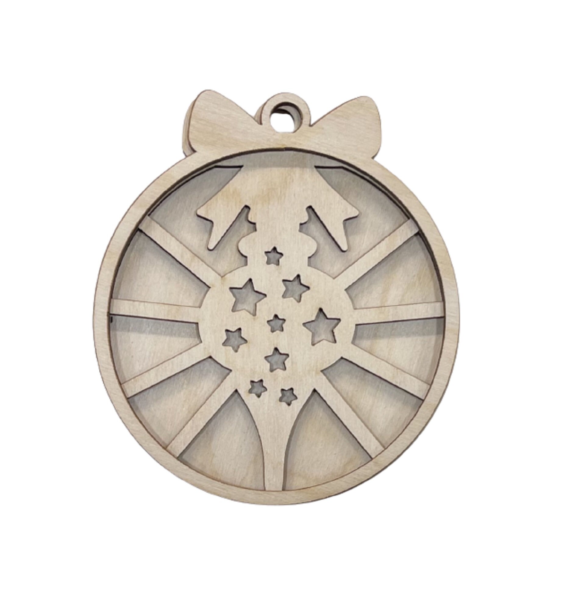 3D Ornament 3 Pieces Laser Cut Out Unfinished ORN58 3D Ornament 3 Pieces Laser Cut Out Unfinished ORN58