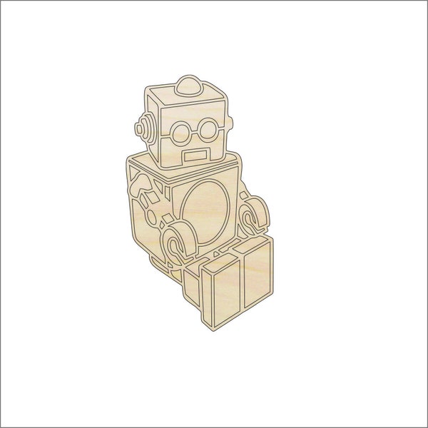 Toy Robot - Laser Cut Out Unfinished Wood Shape Craft Supply TOY36