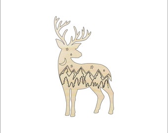 Deer - Laser Cut Out Unfinished Wood Craft Shape DER17 Deer - Laser Cut Out Unfinished Wood Craft Shape DER17