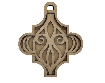3D Ornament 3 Pieces Laser Cut Out Unfinished ORN110 3D Ornament 3 Pieces Laser Cut Out Unfinished ORN110
