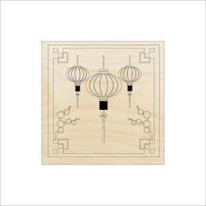 Oriental Lantern design - Wood Craft Shape Laser Cut Out & Unfinished DIY Craft Supply  WLD17