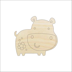 Hippo - Laser Cut Out Unfinished Wood Craft Shape HIP2 Hippo - Laser Cut Out Unfinished Wood Craft Shape HIP2