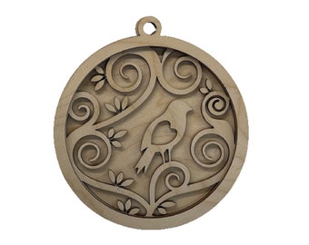 3D Ornament Bird3 Pieces Laser Cut Out Unfinished ORN131 3D Ornament Bird3 Pieces Laser Cut Out Unfinished ORN131
