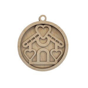 3D Ornament Gingerbread House 3 Pieces Laser Cut Out Unfinished ORN98 3D Ornament Gingerbread House 3 Pieces Laser Cut Out Unfinished ORN98
