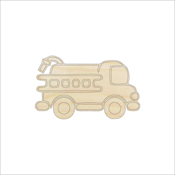 Car Firetruck - Laser Cut Out Unfinished Wood Craft Shape CAR30 Car Firetruck - Laser Cut Out Unfinished Wood Craft Shape CAR30