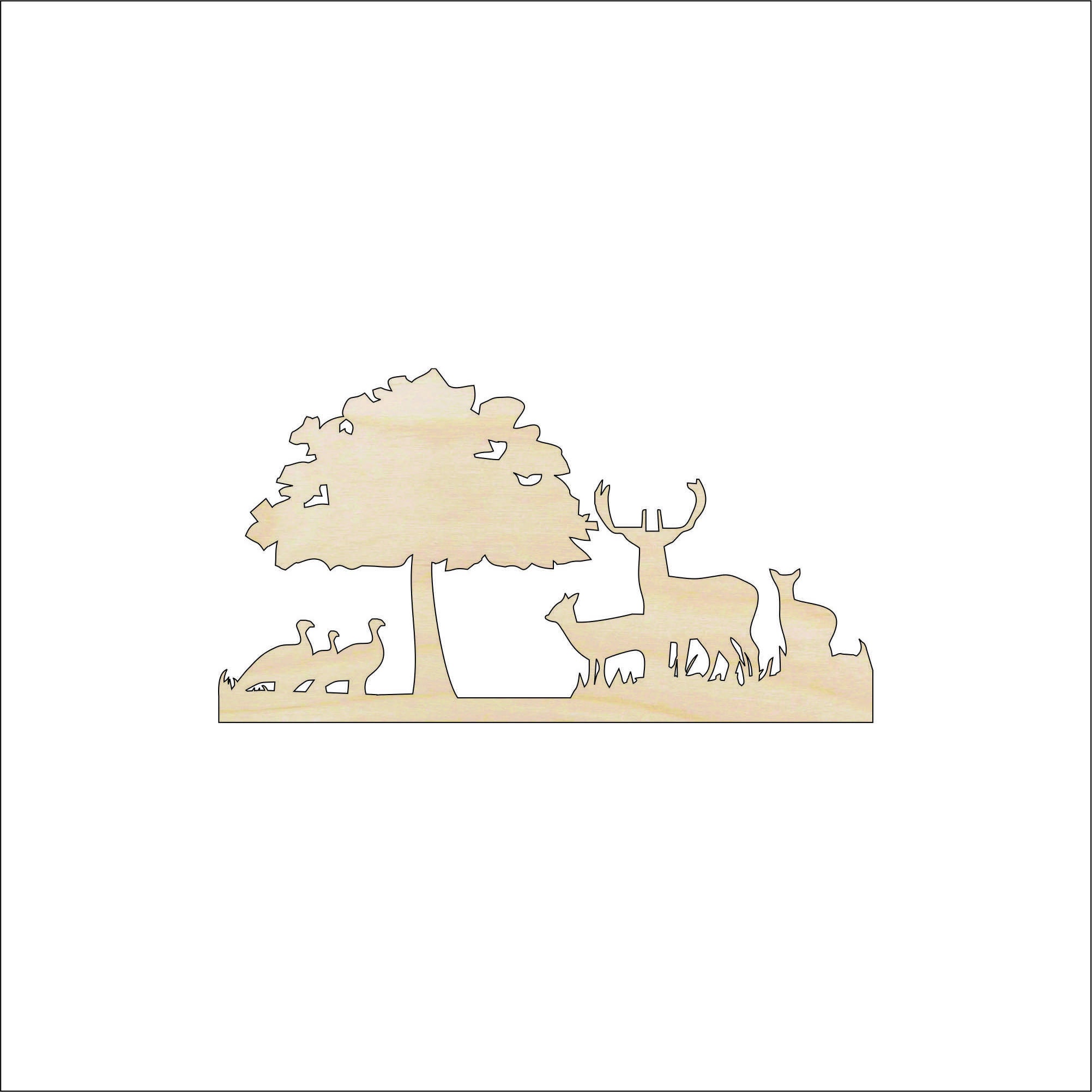 Scene Deer - Laser Cut Out Unfinished Wood Craft Shape DER8 Scene Deer - Laser Cut Out Unfinished Wood Craft Shape DER8