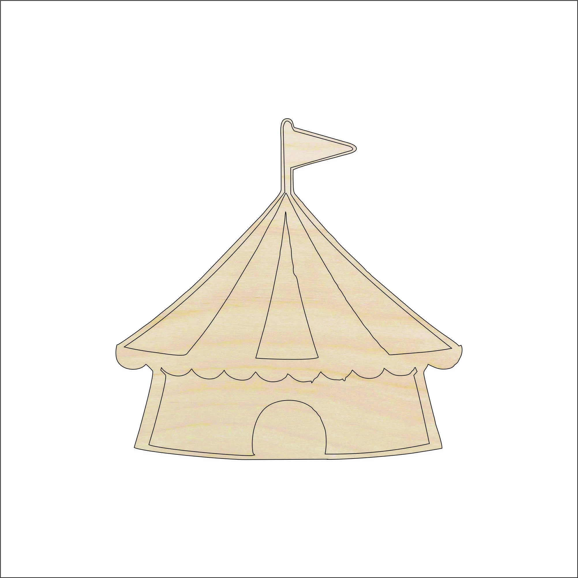 Tent Circus - Laser Cut Out Unfinished Wood Craft Shape CRC2 Tent Circus - Laser Cut Out Unfinished Wood Craft Shape CRC2