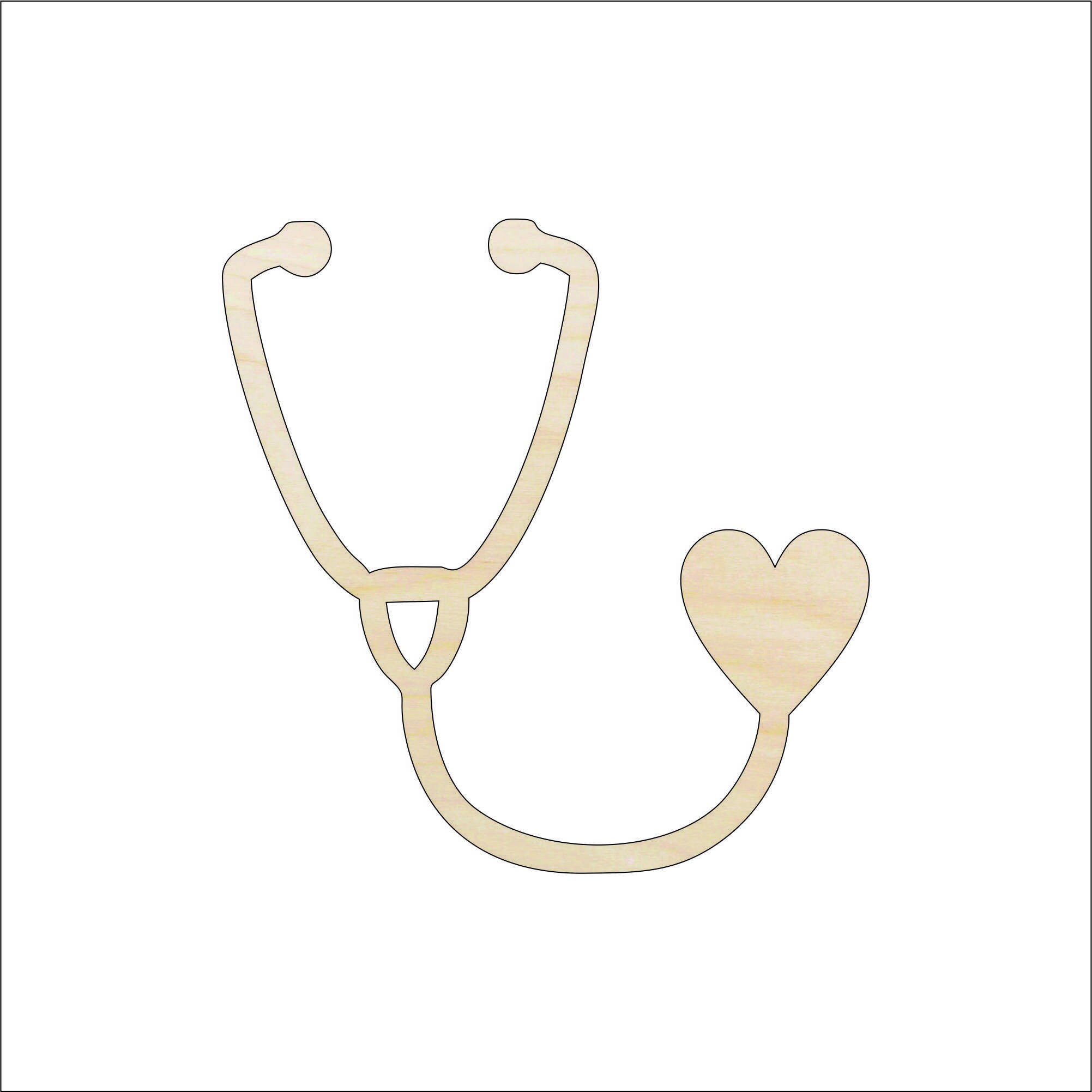 Medical Stethoscope - Laser Cut Out Unfinished Wood Craft Shape MED6 Medical Stethoscope - Laser Cut Out Unfinished Wood Craft Shape MED6