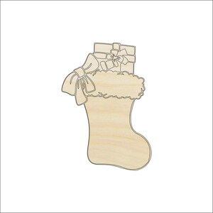 Stocking - Laser Cut Out Unfinished Wood Craft Shape XMS39 Stocking - Laser Cut Out Unfinished Wood Craft Shape XMS39