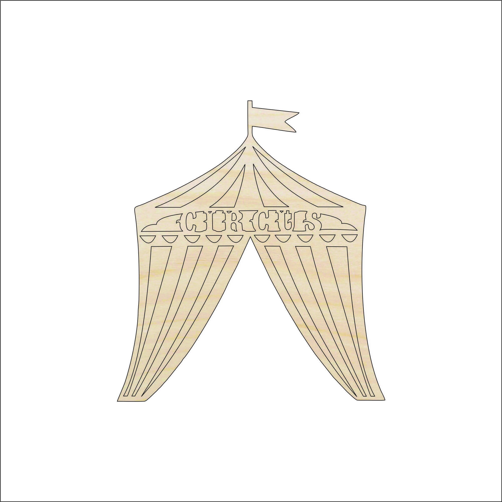 Tent Circus - Laser Cut Out Unfinished Wood Craft Shape CRC13 Tent Circus - Laser Cut Out Unfinished Wood Craft Shape CRC13