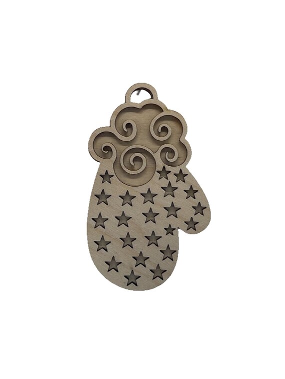 3D Ornament Mitten 2 Pieces Laser Cut Out Unfinished ORN93 3D Ornament Mitten 2 Pieces Laser Cut Out Unfinished ORN93