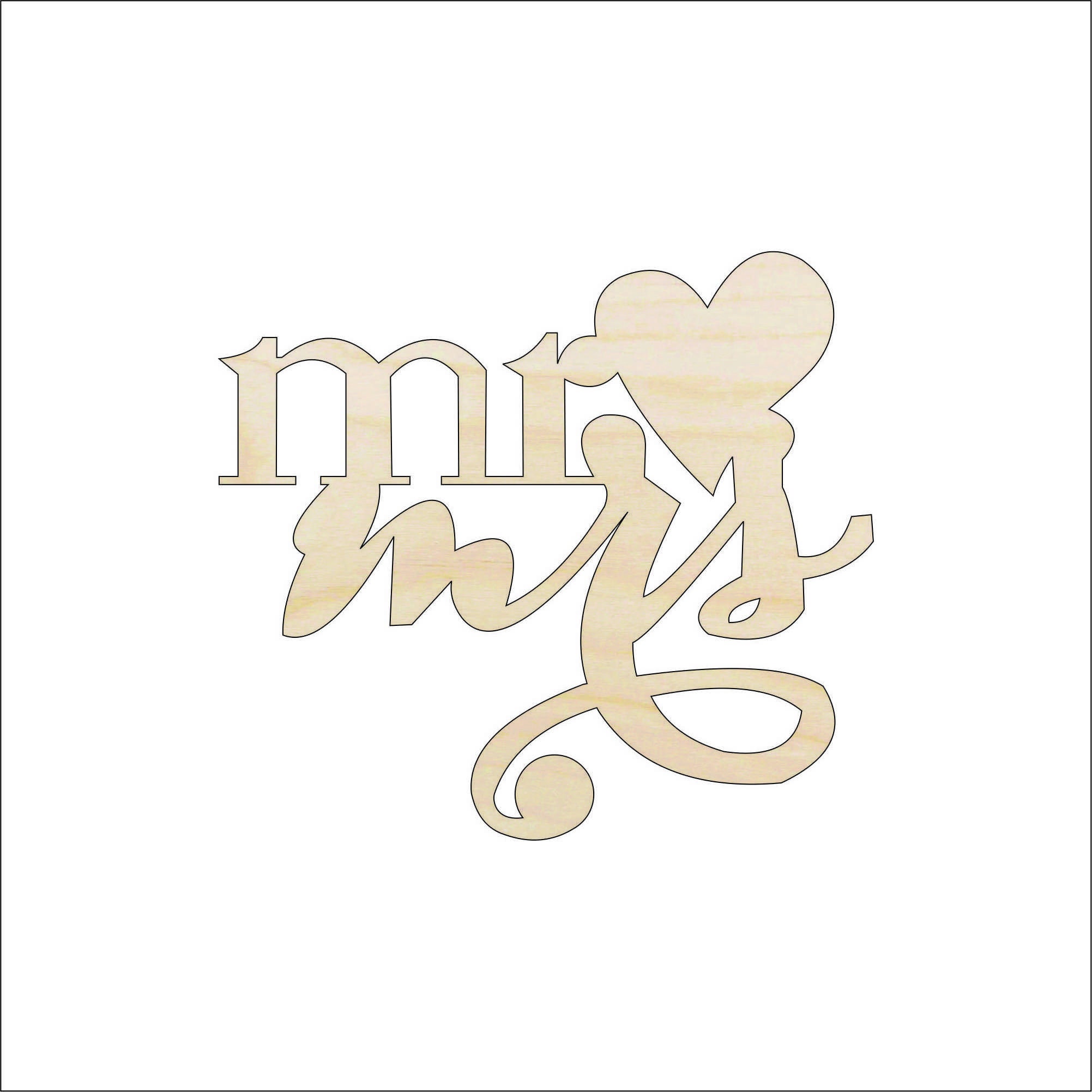 Word Mr & Mrs - Laser Cut Out Unfinished Wood Craft Shape WDG21 Word Mr & Mrs - Laser Cut Out Unfinished Wood Craft Shape WDG21