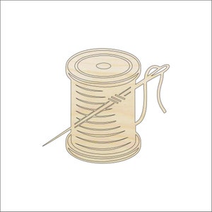 Decor Needle & Thread - Laser Cut Out Unfinished Wood Craft Shape DCR59 Decor Needle & Thread - Laser Cut Out Unfinished Wood Craft Shape DCR59