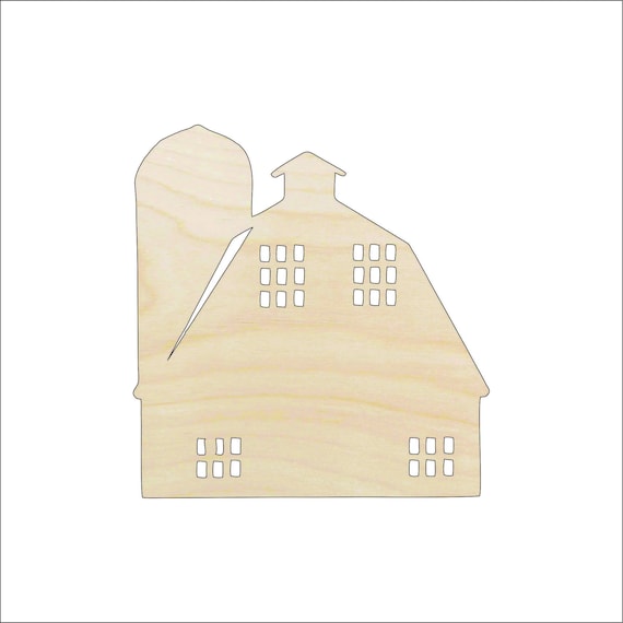 Building Barn - Laser Cut Out Unfinished Wood Craft Shape BLD64 Building Barn - Laser Cut Out Unfinished Wood Craft Shape BLD64