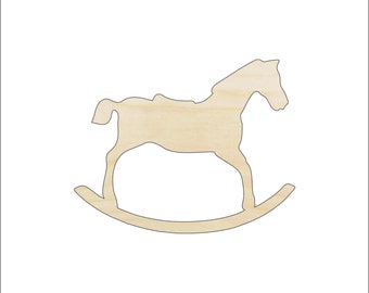 Toy Rocking Horse - Laser Cut Out Unfinished Wood Shape Craft Supply TOY23