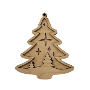 3D Ornament Tree 3 Pieces Laser Cut Out Unfinished ORN134 3D Ornament Tree 3 Pieces Laser Cut Out Unfinished ORN134