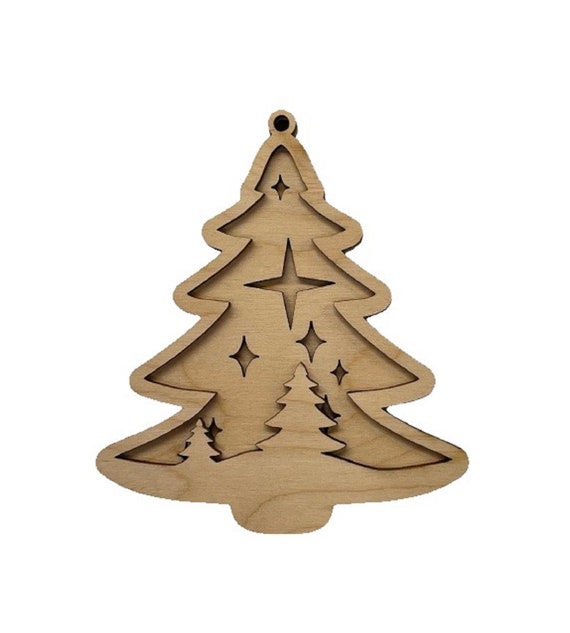 3D Ornament Tree 3 Pieces Laser Cut Out Unfinished ORN134 3D Ornament Tree 3 Pieces Laser Cut Out Unfinished ORN134