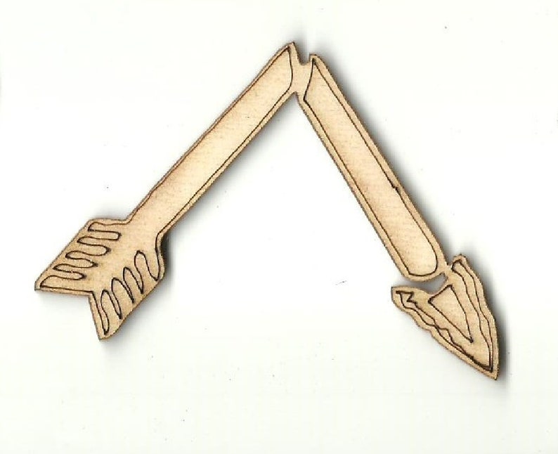 Laser Cut Out Unfinished Wood Shape Craft Supply ARW11 Broken Arrow