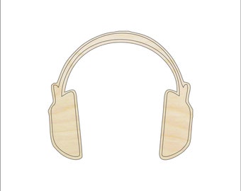 Music Headphones - Laser Cut Out Unfinished Wood Craft Shape MSC10 Music Headphones - Laser Cut Out Unfinished Wood Craft Shape MSC10