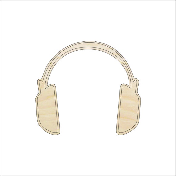 Music Headphones - Laser Cut Out Unfinished Wood Craft Shape MSC10 Music Headphones - Laser Cut Out Unfinished Wood Craft Shape MSC10