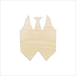 Vest & Tie - Laser Cut Out Unfinished Wood Shape Craft Supply CLT17