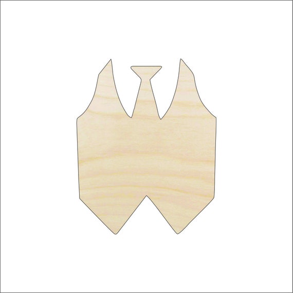 Clothing Tie and Vest - Laser Cut Out Unfinished Wood Craft Shape CLT17 Clothing Tie and Vest - Laser Cut Out Unfinished Wood Craft Shape CLT17