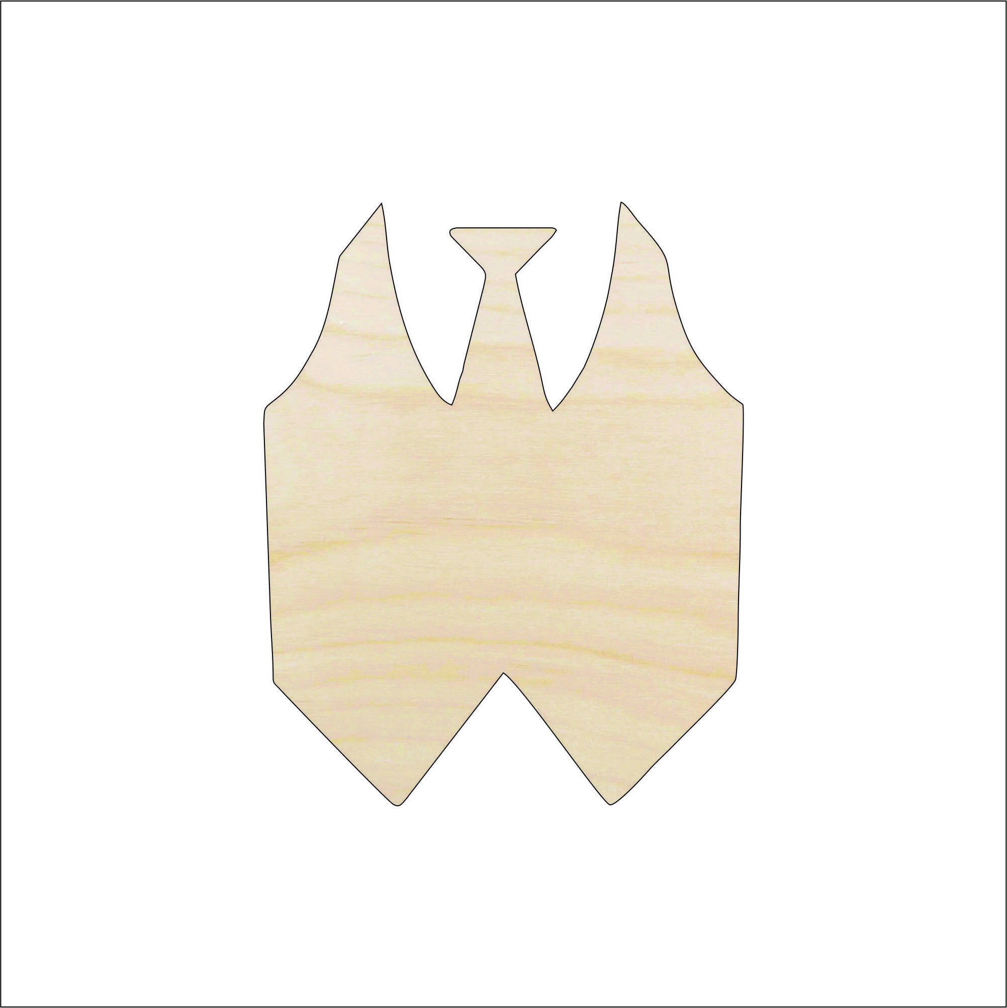 Clothing Tie and Vest - Laser Cut Out Unfinished Wood Craft Shape CLT17 Clothing Tie and Vest - Laser Cut Out Unfinished Wood Craft Shape CLT17