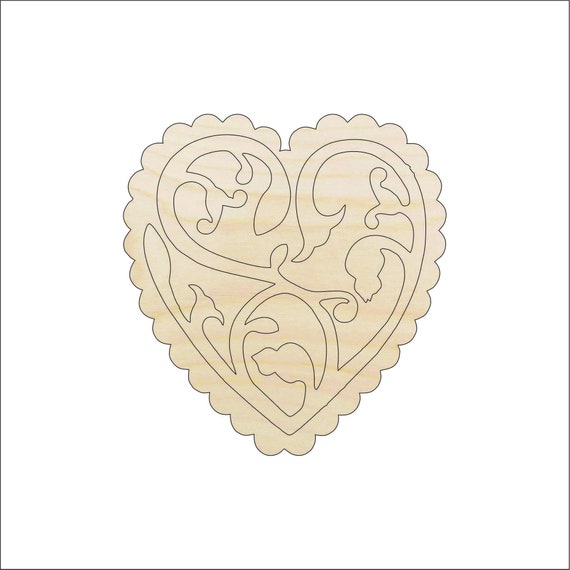 Heart - Laser Cut Out Unfinished Wood Craft Shape HRT15 Heart - Laser Cut Out Unfinished Wood Craft Shape HRT15