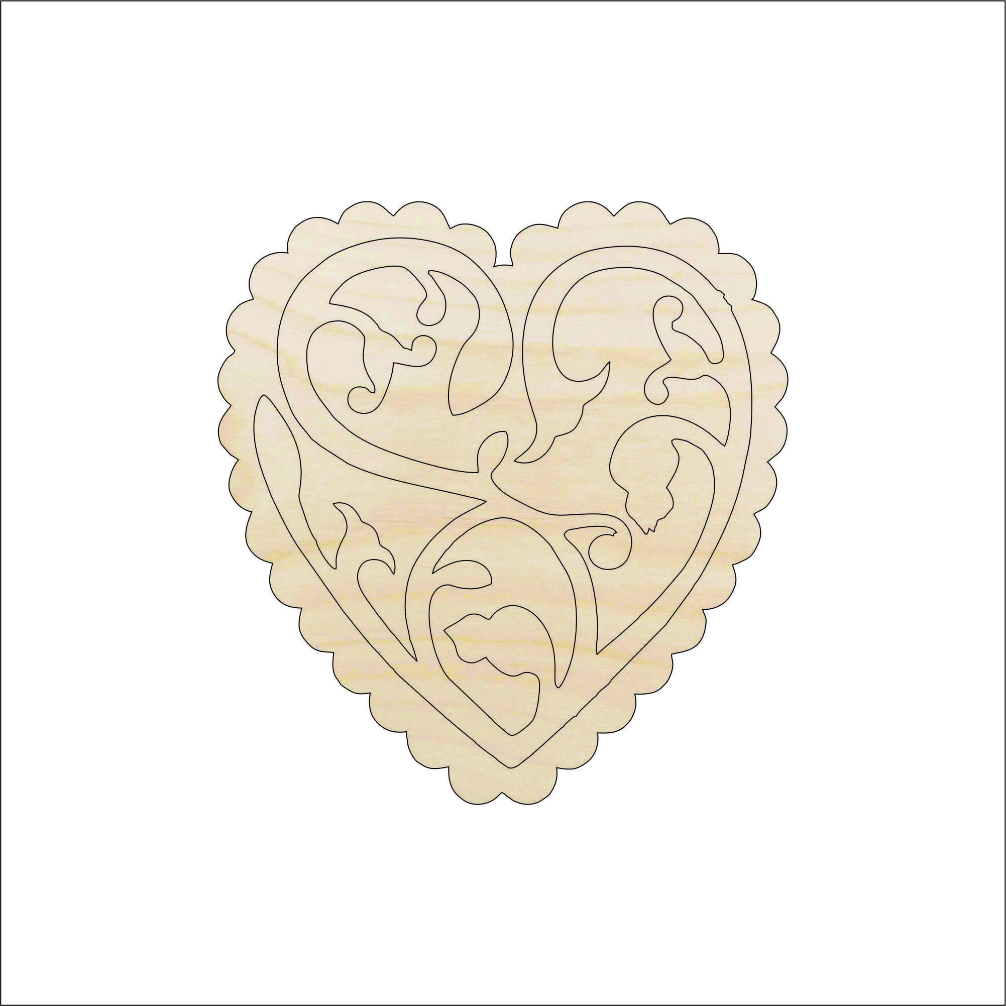 Heart - Laser Cut Out Unfinished Wood Craft Shape HRT15 Heart - Laser Cut Out Unfinished Wood Craft Shape HRT15