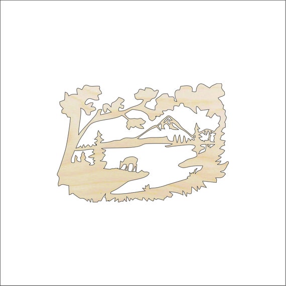 Scene Deer - Laser Cut Out Unfinished Wood Craft Shape DER14 Scene Deer - Laser Cut Out Unfinished Wood Craft Shape DER14